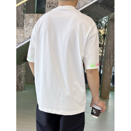 2025帥氣百搭簡約圓領舒適新款直筒純棉紋印花男裝休閒重磅男T恤