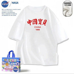 NASA國潮街頭文字印花短袖男t恤夏季寬松透氣純棉tee