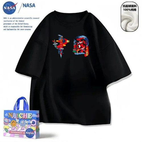 NASA國潮街頭文字印花短袖男t恤夏季寬松透氣純棉tee