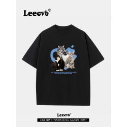 Leecvb美式潮牌男女同款夏裝2025新款時尚流行短袖男t恤聯名上衣