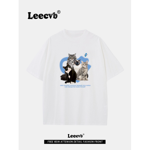 Leecvb美式潮牌男女同款夏裝2025新款時尚流行短袖男t恤聯名上衣