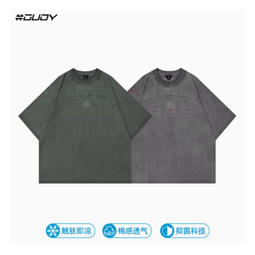 #OVDY 雙紗230克重短袖男t恤春夏新品涼感美式街頭重磅ins上衣