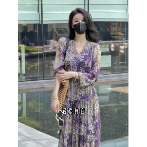 真絲連衣裙女夏2025新款十三行爆款女裝法式桑蠶絲薄紗度假長裙子
