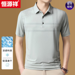 恒源祥夏季冰絲POLO衫男t恤商務休閒薄款透氣爸爸裝速乾短袖上衣
