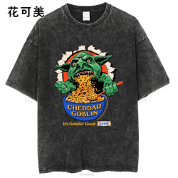 歐美潮牌搞笑創意滑稽卡通印花水洗做舊短袖男t恤