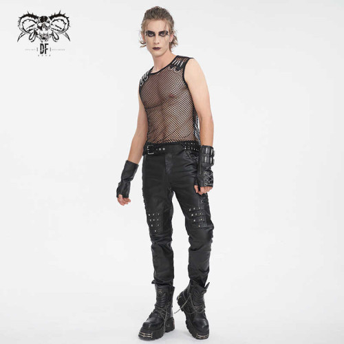 Devil fashion 設計感龐克無袖網料男T恤【TT273】