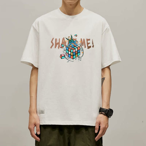 韓國專櫃2023秋季新款男T恤寬松潮牌圓領ins潮流印花百搭半袖短袖