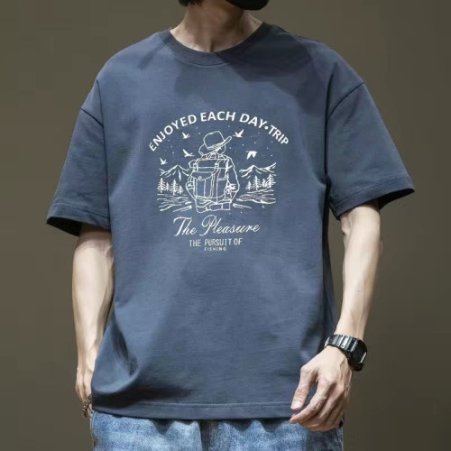 短袖男T恤潮牌重磅純棉2025年夏季新款男裝韓版男士寬松休閒上衣