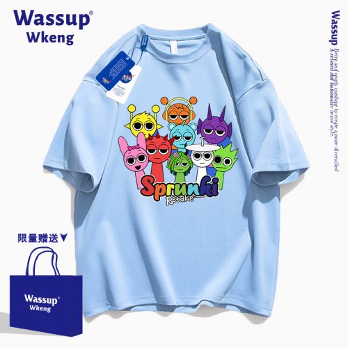 wassup聯名節奏盒子白色短袖男t恤2025新款夏季寬松純棉卡通上衣