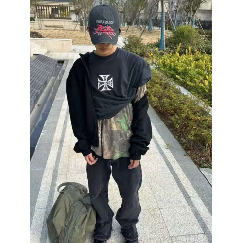 ERD潮牌美式高街復古裂紋十字架重磅嘻哈設計感夏季寬松短袖男T恤