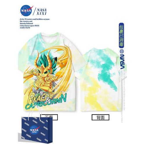 NASA黃金聖鬭士聯名皮卡丘短袖男T恤夏季2025新款十二星座衣服潮