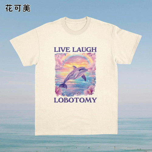 花可美2025夏季新款美式復古潮牌男t恤短袖寬松短袖T恤情侶上衣