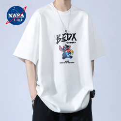 NASA聯名純棉T恤夏季男潮流休閒百搭時尚ins潮牌印花寬松短袖t恤
