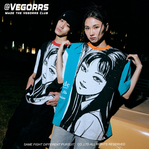 2025年新款VEGORRS原創男裝伊藤潤二富江短袖男T恤衫 動漫圓領套