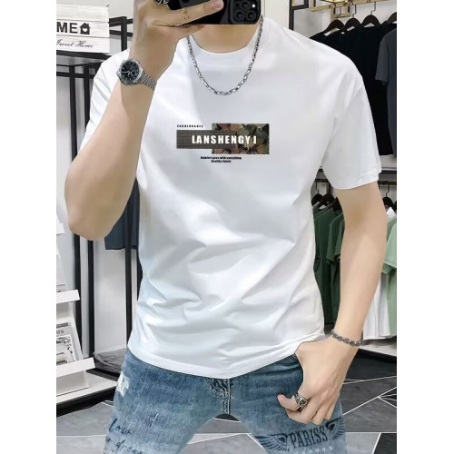 夏季新款純棉短袖男t恤時尚休閒百搭潮牌字母印花圓領體恤上衣服
