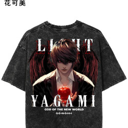 LIGHT YAGAMI夏季新款美式復古潮牌男t恤純棉寬松短袖T恤情侶上衣