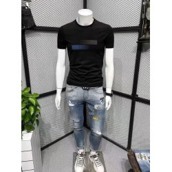 2025新款夏季短袖男t恤潮牌修身體恤衫印花圓領休閒半袖潮流上衣
