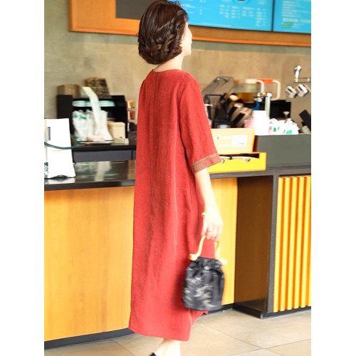 香雲紗真絲連衣裙女夏季高檔中老年媽媽桑蠶絲大碼婚宴禮服裙子