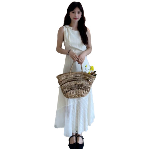 無袖白色連衣裙子女夏季2025新款夏日絕美吊帶長裙輕熟小衆不撞款