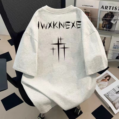 美式潮牌街頭hiphop十字架印花短袖男T恤夏季高街帥氣青少年上衣