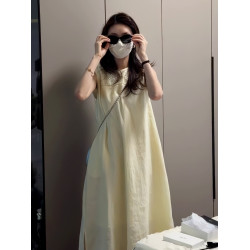 法式蕾絲拼接無袖背心連衣裙2025新款今年流行爆款度假長裙子女夏