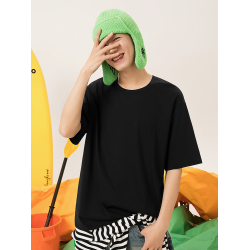 唐獅短袖男t恤2025新款夏季潮流帥氣設計感男裝黑色冰絲透氣體恤