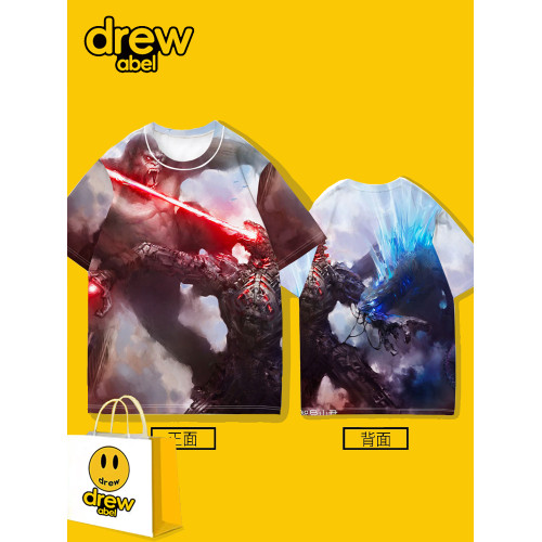 drew哥斯拉大戰金剛短袖男T恤夏季電影怪獸之王基多拉衣服體恤潮