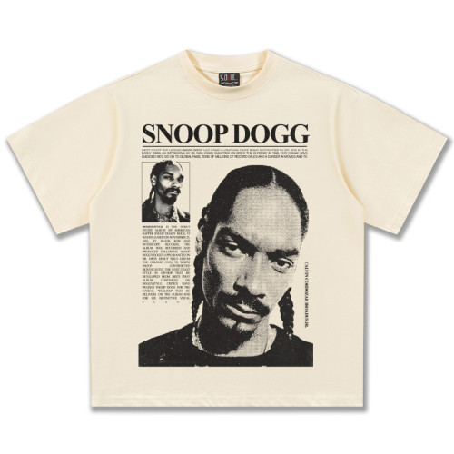 2025夏季SnoopDogg美式vintage短袖重磅男T恤直噴印花男短袖