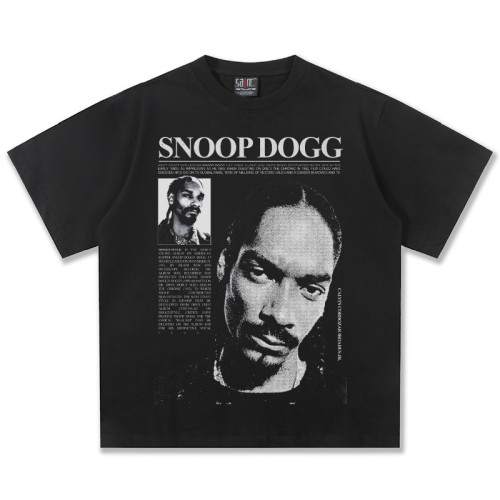 2025夏季SnoopDogg美式vintage短袖重磅男T恤直噴印花男短袖