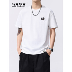 馬克華菲美式復古白色短袖男t恤2025年夏季新款寬松潮牌體恤上衣
