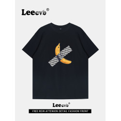 Leecvb美式潮牌男女同款夏裝2025新款時尚流行短袖男t恤奧萊上衣