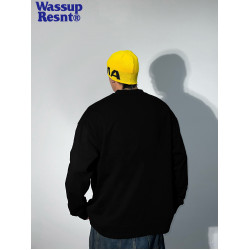 WASSUP美式oversize高街長袖男t恤重磅純棉潮牌大碼寬松體恤上衣