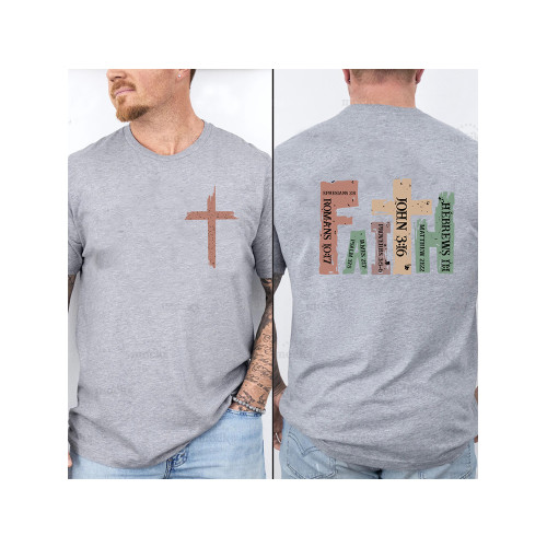 Faith Cross Motivational Religious Men T Shirt前後彩印男T恤