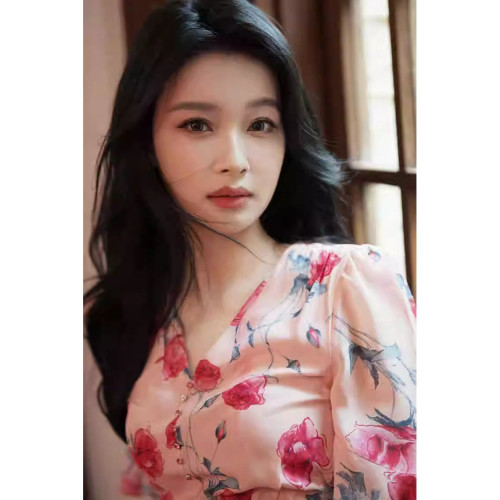 孫怡同款粉色玫瑰花氣質法式連衣裙時尚減齡修身顯瘦碎花長裙女夏