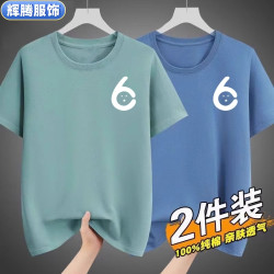 煇騰短袖男T恤夏季純棉薄款透氣寬松圓領青少年時尚休閒體恤上衣