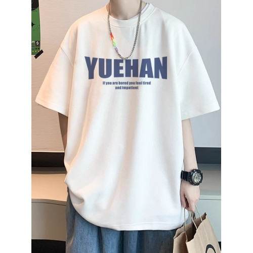 純棉短袖字母印花男t恤夏季男款潮流寬松百搭休閒港風圓領半袖ins