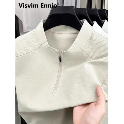 Visvim Ennio短袖男t恤夏季冰絲薄款立領純色汗衫男款衣服專賣休