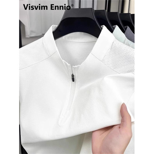 Visvim Ennio短袖男t恤夏季冰絲薄款立領純色汗衫男款衣服專賣休