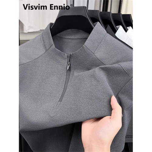 Visvim Ennio短袖男t恤夏季冰絲薄款立領純色汗衫男款衣服專賣休