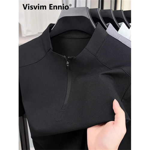 Visvim Ennio短袖男t恤夏季冰絲薄款立領純色汗衫男款衣服專賣休