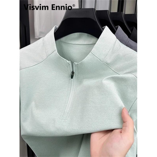 Visvim Ennio短袖男t恤夏季冰絲薄款立領純色汗衫男款衣服專賣休