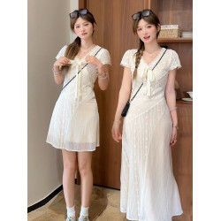 白色薄紗連衣裙子女夏季2025新款今年流行爆款漂亮夏天巨好看短裙