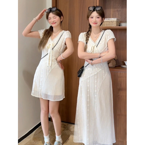 白色薄紗連衣裙子女夏季2025新款今年流行爆款漂亮夏天巨好看短裙