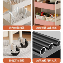 優選用收納手推j車客廳零食玩具落地式儲物架分層移動小茶幾置物,