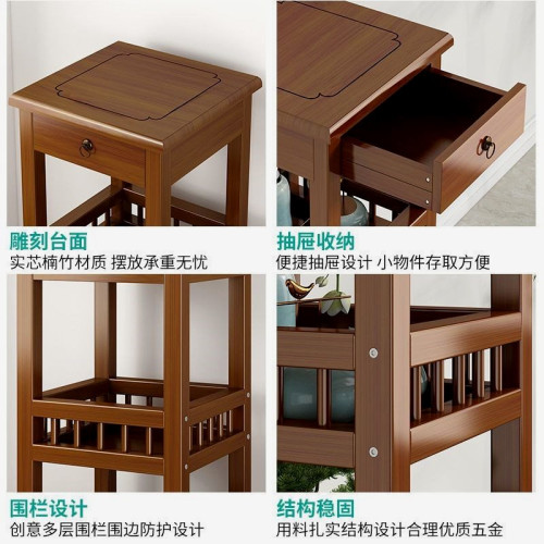 客廳沙發邊角櫃簡約小茶幾茶台臥室床頭櫃收納置物架楠竹儲物架子