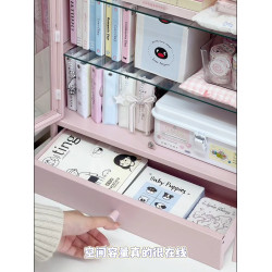 桌面鐵皮小收納櫃子帶門文具化妝品手賬宿舍書桌學生置物架收納盒