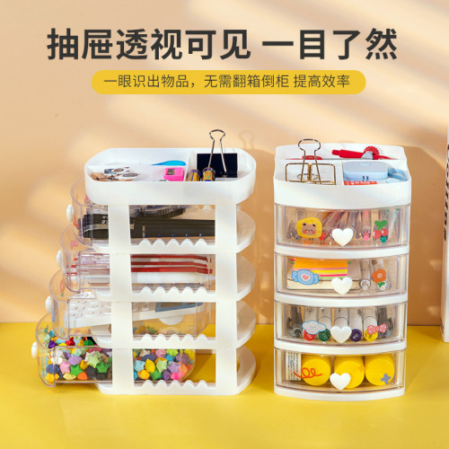 文具收納盒桌面透明抽拉抽屜抽屜式辦公室膠帶髮飾兒童小置物架盒