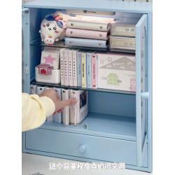 桌面鐵皮小收納櫃帶門文具化妝品手賬宿舍書桌學生置物架收納盒子