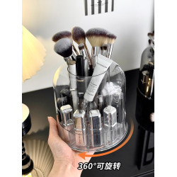 旋轉化妝刷收納筒亞克力透明防塵桌面收納盒化妝品小置物架整理盒