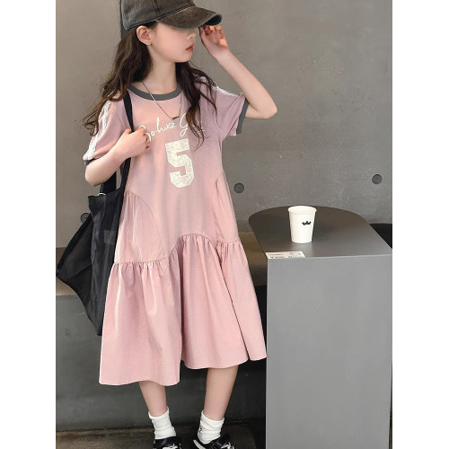 女童休閒連衣裙2025新款夏季兒童洋氣時髦中大童寬松純棉裙子韓版